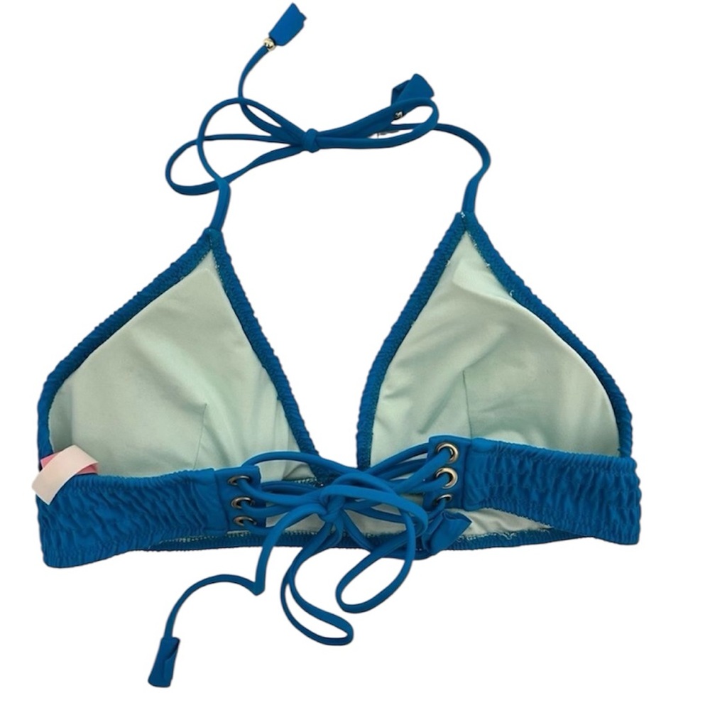 VICTORIA’S SECRET SMOCKED TRIANGLE PADDED STRAPPY BIKINI TOP BLUE MEDIUM - Picture 6 of 9